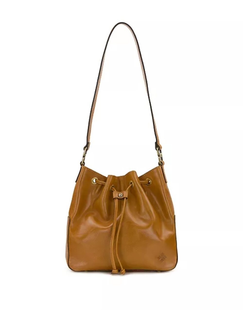 Patricia Nash Cognac Glazed Leather Drawstring  Shoulder Bag NWT Gorgeous!